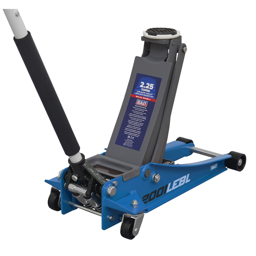 Low Profile Trolley Jack with Rocket Lift, 2.25 Tonne, Blue (2001LEBL)