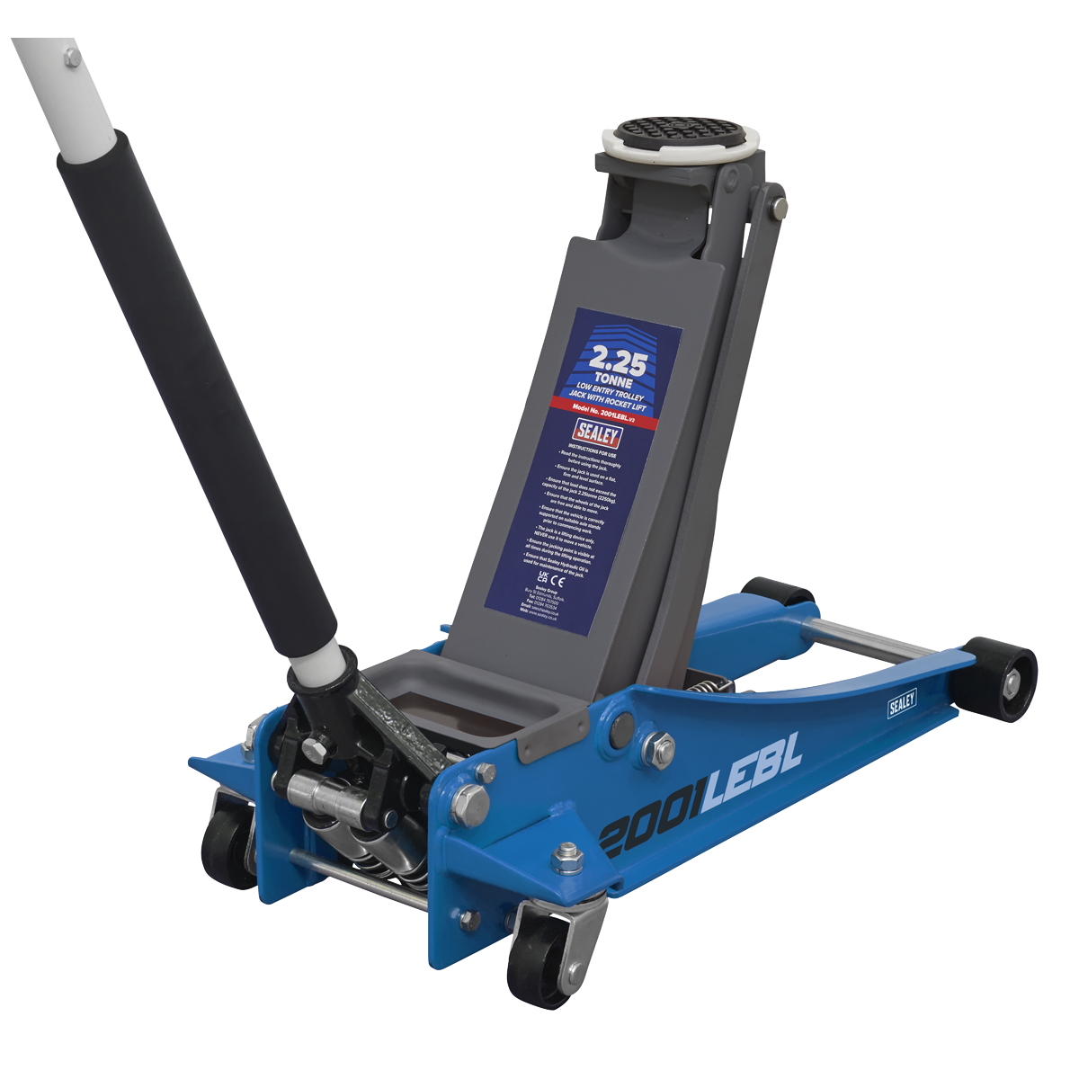 Low Profile Trolley Jack with Rocket Lift 2.25 Tonne - Blue