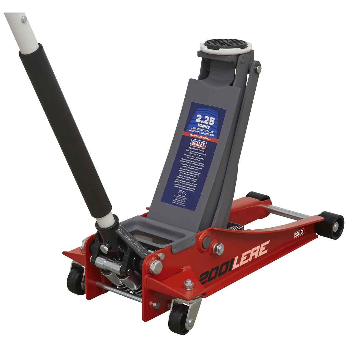 Low Profile Trolley Jack with Rocket Lift 2.25 Tonne - Red
