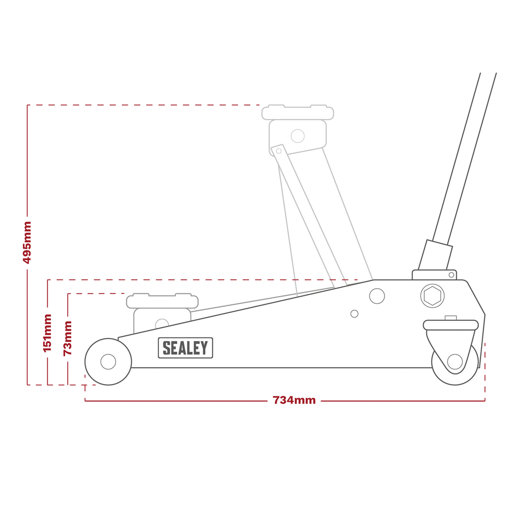 Low Profile Trolley Jack with Rocket Lift, 2.25 Tonne, Purple (2001LEP)
