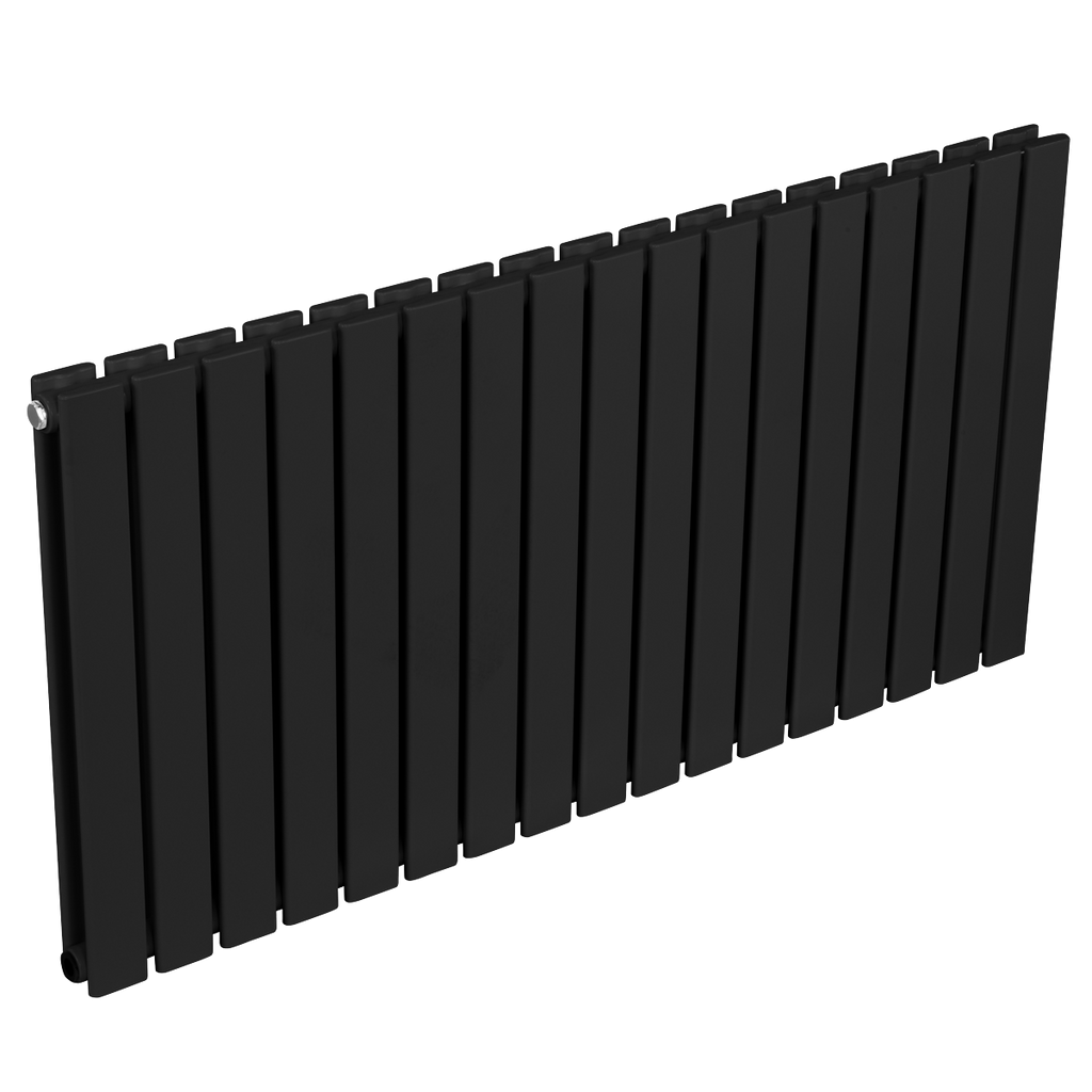 Baridi Horizontal Radiator Contemporary Double Flat Panel Design 600 x 1190mm – Black