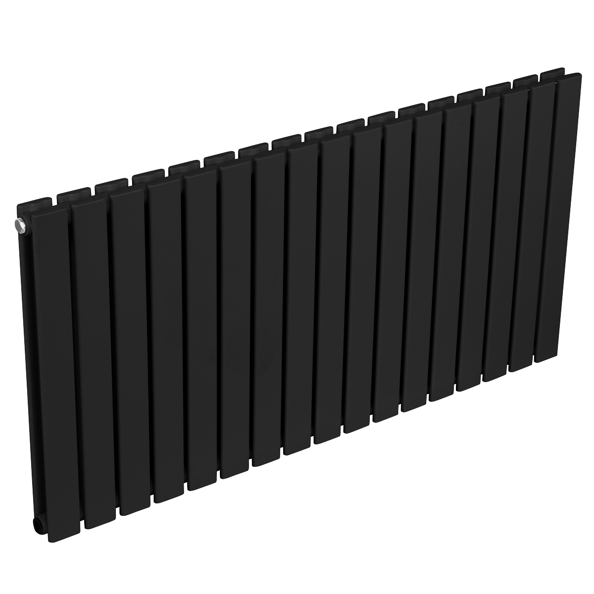 Baridi Horizontal Radiator Contemporary Double Flat Panel Design 600 x 1190mm – Black