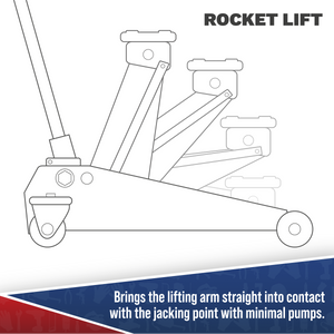 Viking Low Profile Professional Long Reach Trolley Jack with Rocket Lift 2 Tonne