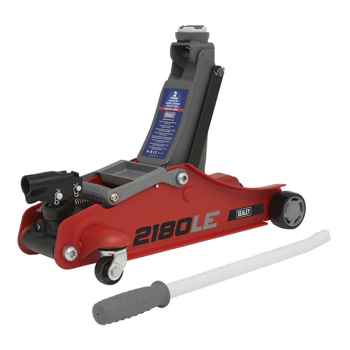 180° Handle Low Profile Short Chassis Trolley Jack 2 Tonne - Red