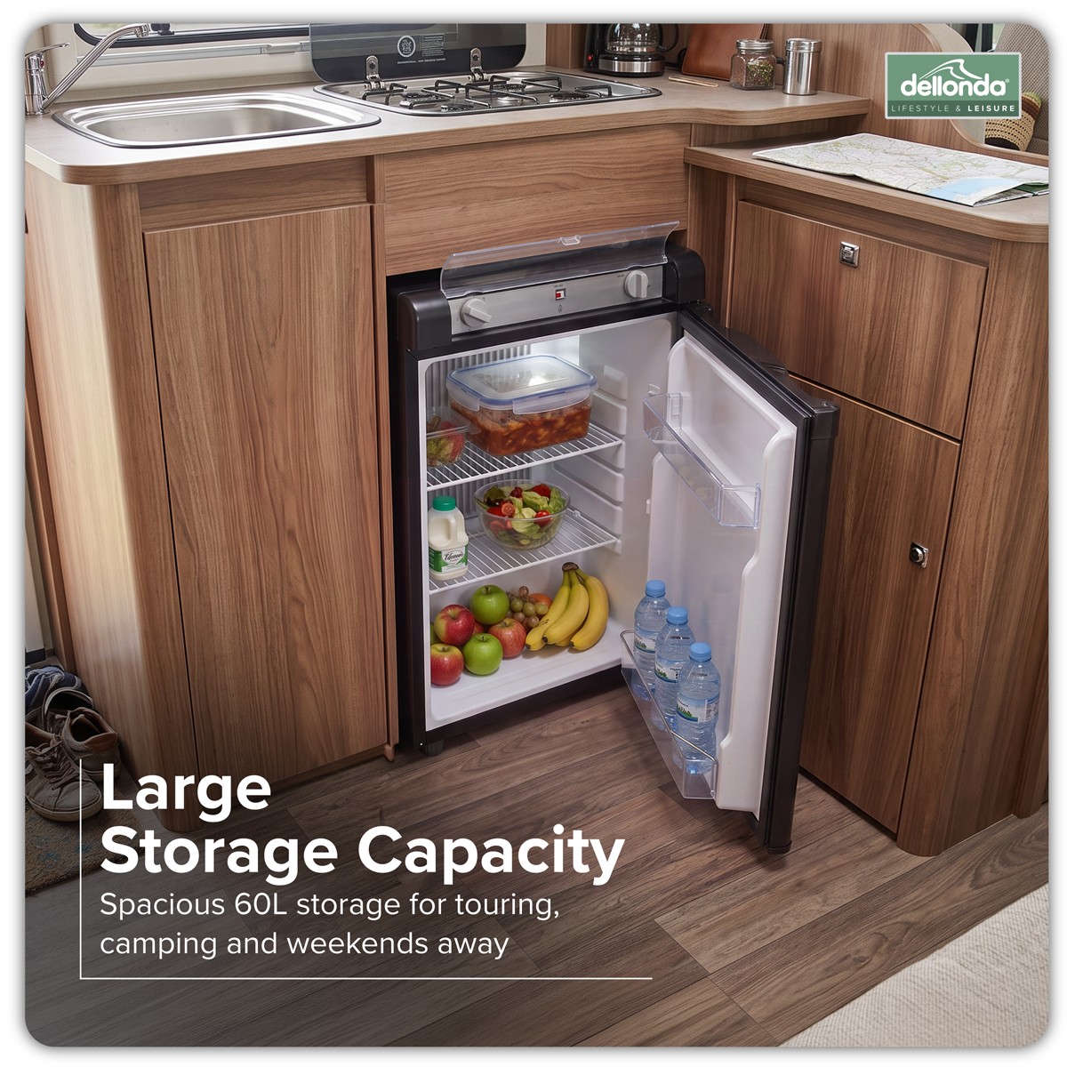 Dellonda 3-Way Fridge 60L for Camping & Motorhomes (DL159)