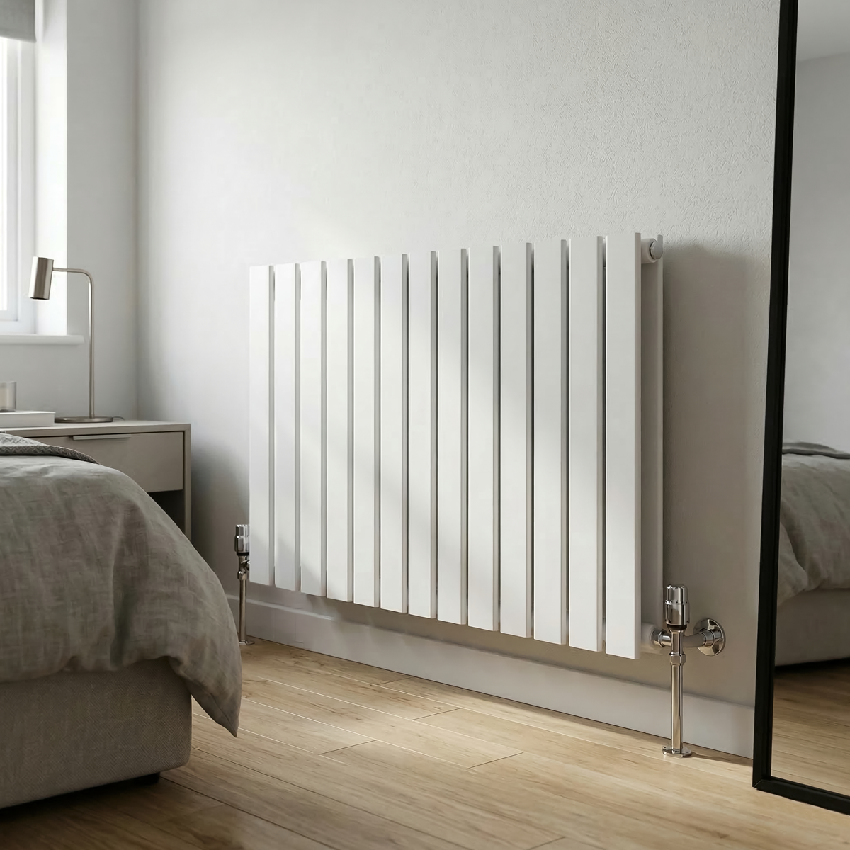Baridi Horizontal Radiator Contemporary Double Flat Panel Design 600 x 910mm – White