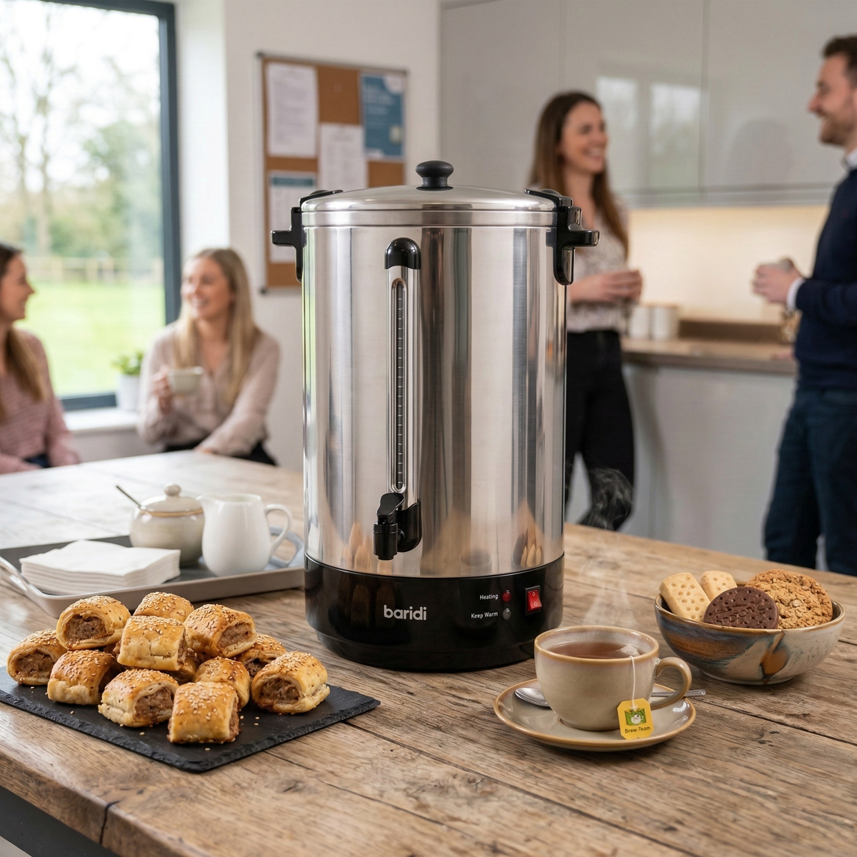 Baridi Hot Water Boiler, Tea Urn 30L Capacity - Stainless Steel