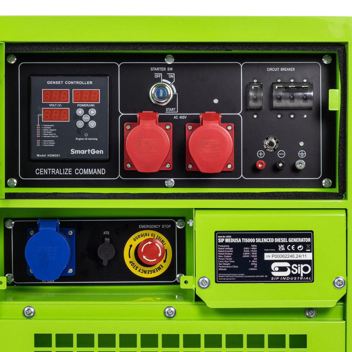 SIP MEDUSA T15000 Silenced Diesel Generator, 12000W (25155)