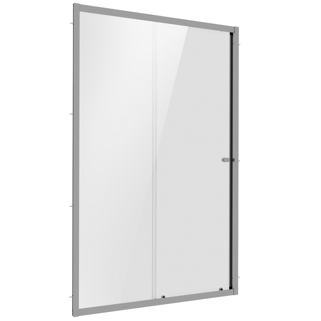 Sliding Shower Door 1000 x 1850mm, 6mm Tempered Glass, Reversible - Chrome