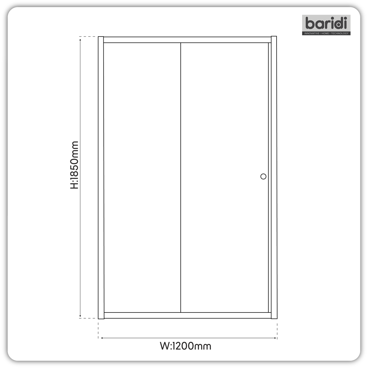 Sliding Shower Door 1200 x 1850mm, 6mm Tempered Glass, Reversible - Black