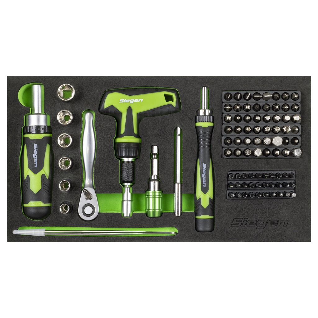 Siegen Mini Toolbox 2 Drawer with 111pc Tool Kit Green (S01346)
