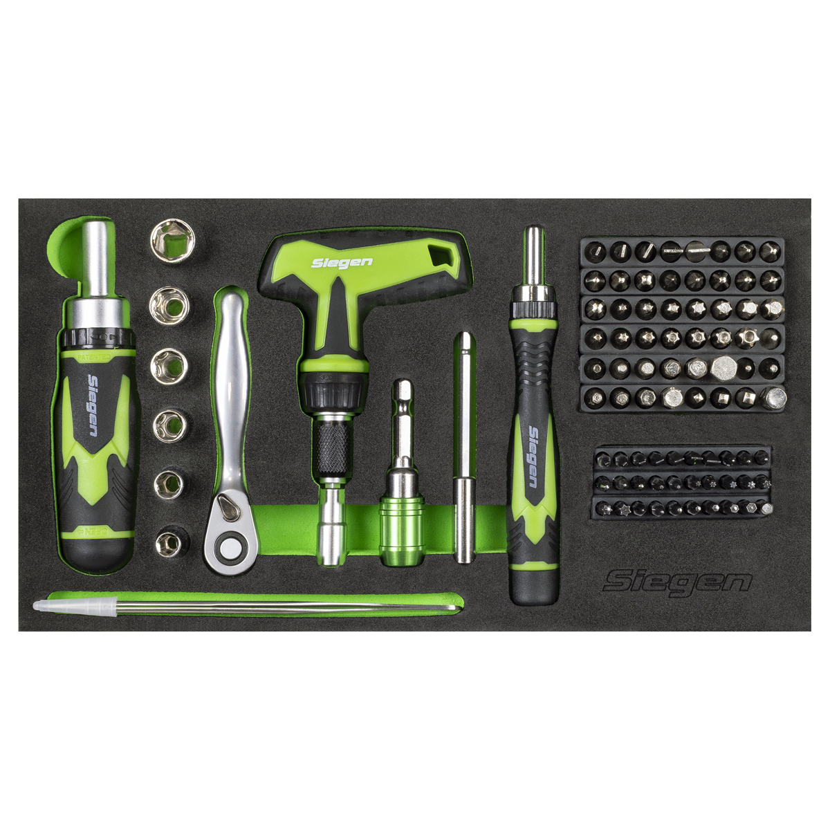 Siegen Mini Toolbox 2 Drawer with 111pc Tool Kit Green (S01346)