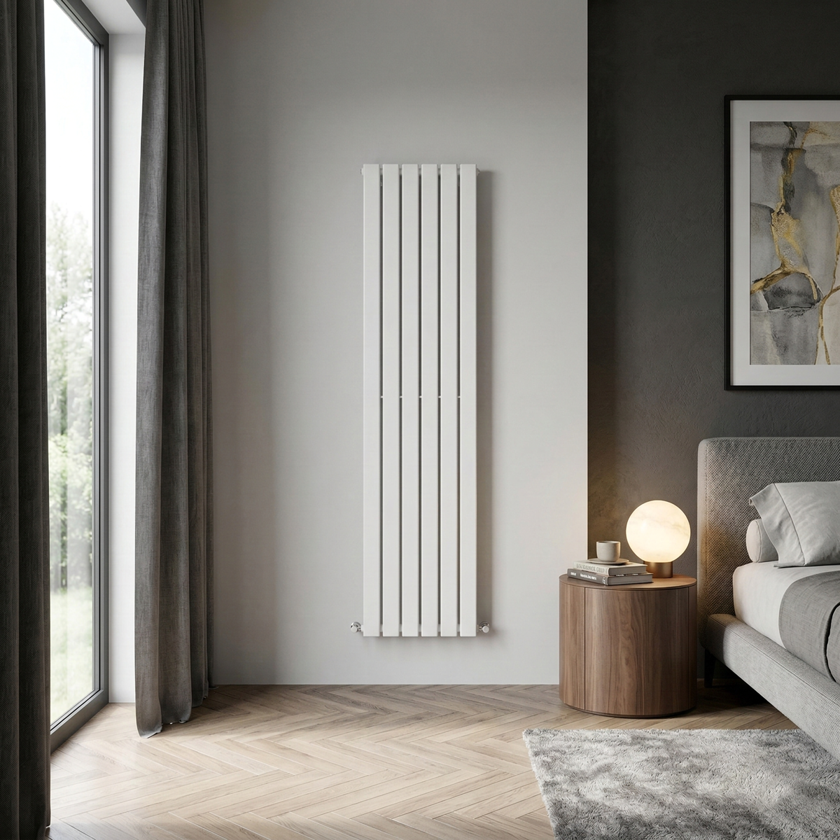 Baridi Vertical Radiator Contemporary Double Flat Panel Design 420 x 1800mm – White