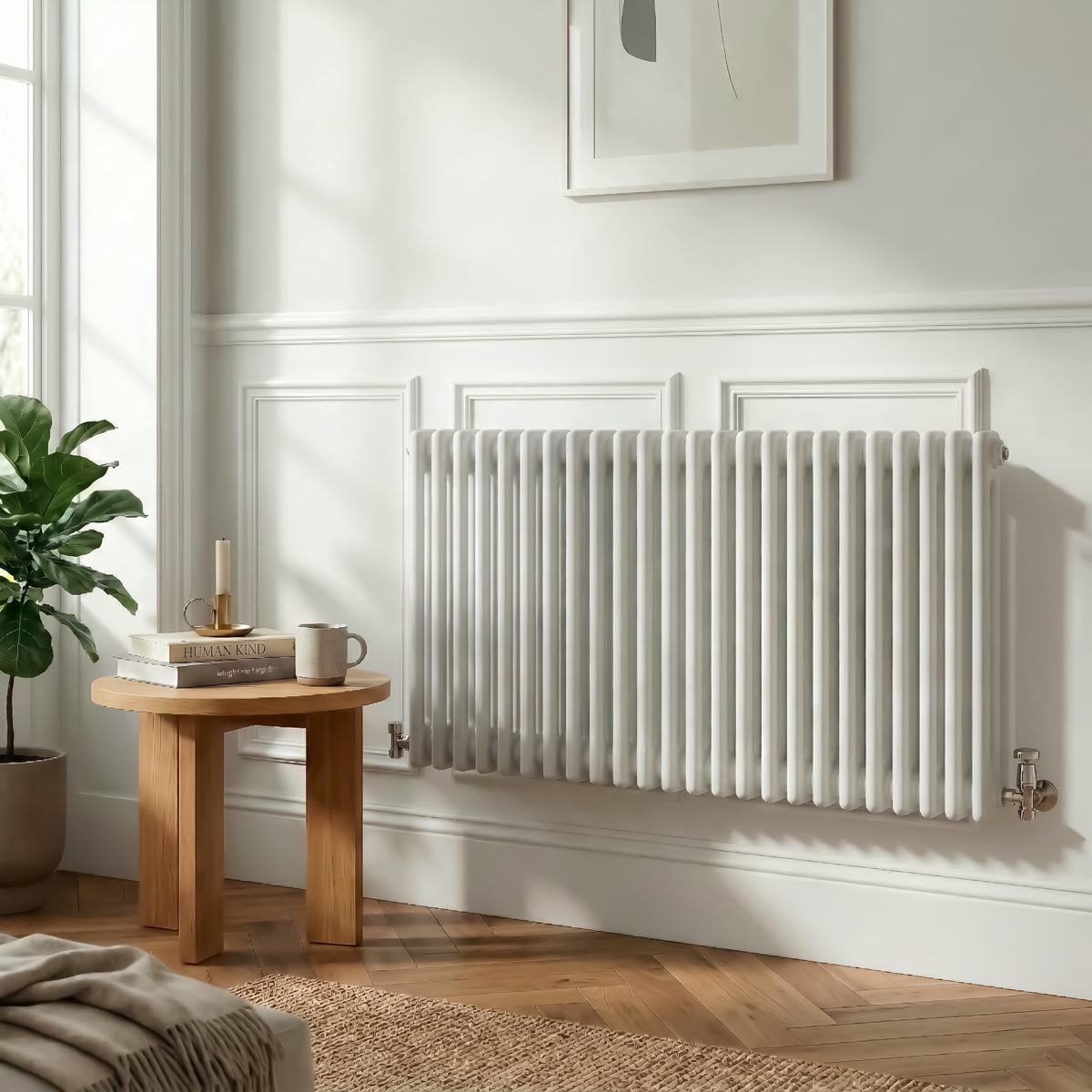 Baridi Horizontal Traditional 2 Column Radiator 600 x 1147mm – White
