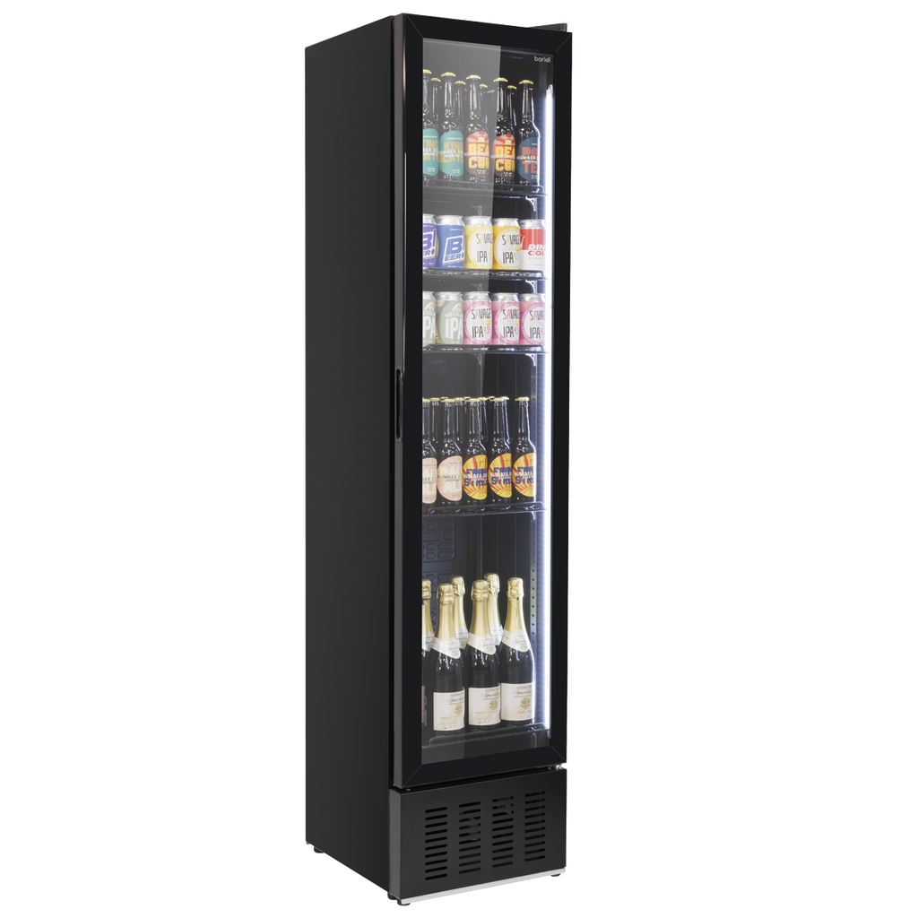 Baridi Tall Drinks Fridge with Digital Controls & Auto Defrost 160L Black (DH440)