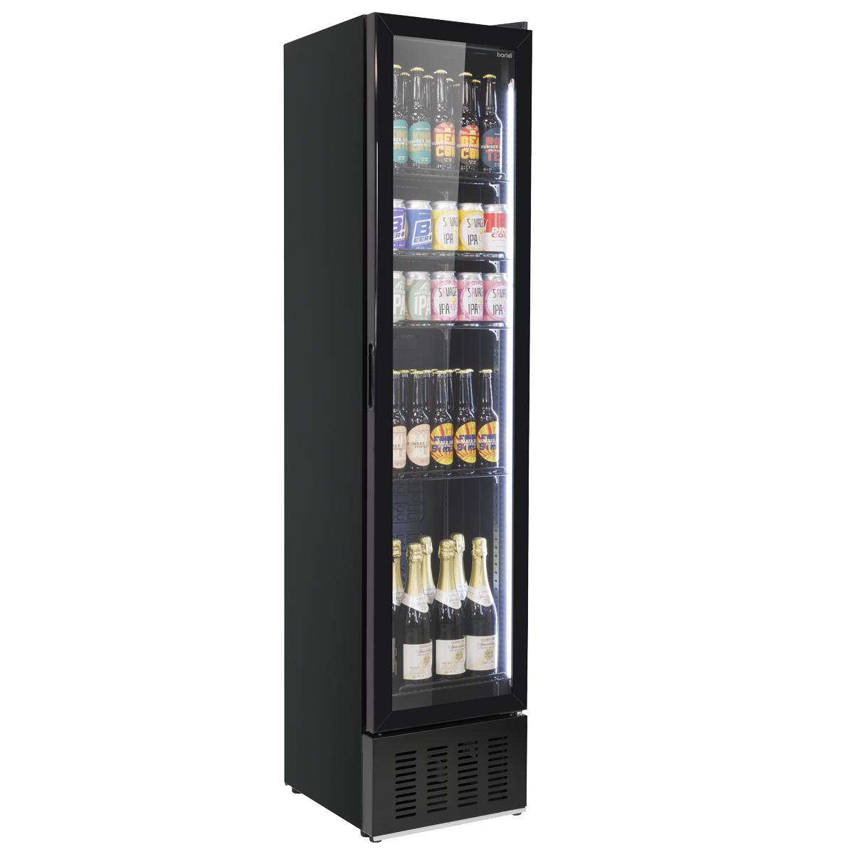 Baridi Tall Drinks Fridge with Digital Controls & Auto Defrost 160L Black (DH440)