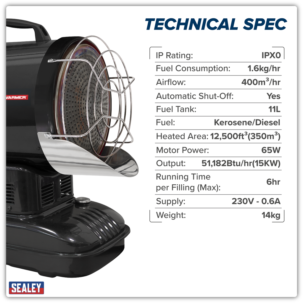 Infrared Space Warmer® Kerosene/Diesel Heater, 51,000Btu/hr (IR115)