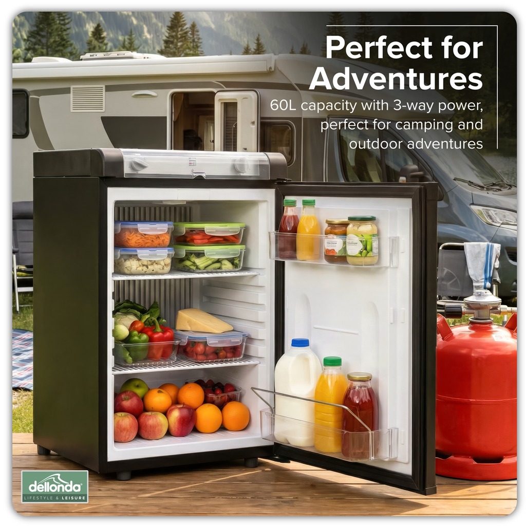 Dellonda 3-Way Fridge 60L for Camping & Motorhomes (DL159)
