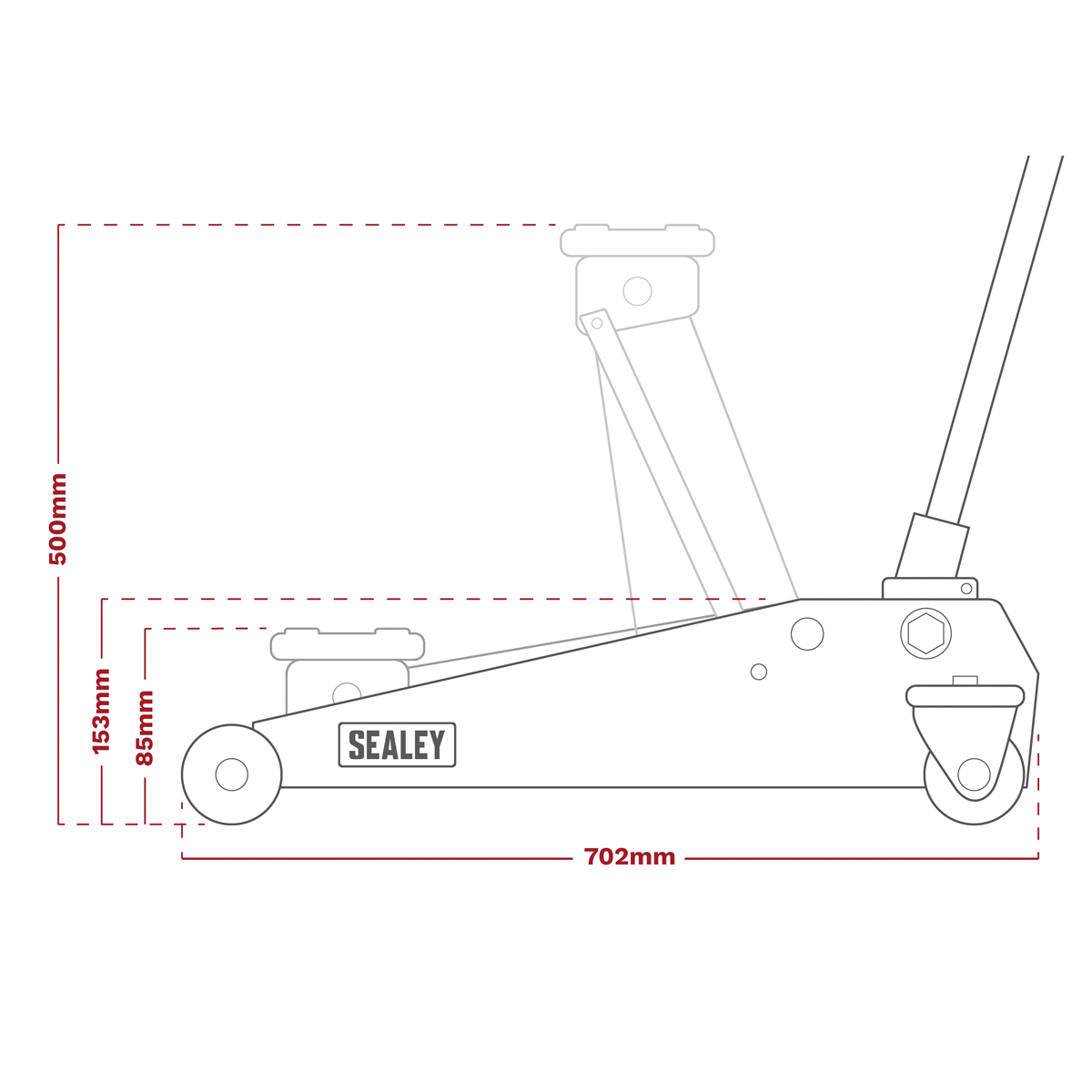 Low Profile Trolley Jack with Rocket Lift, 3 Tonne, Red (3000LE)