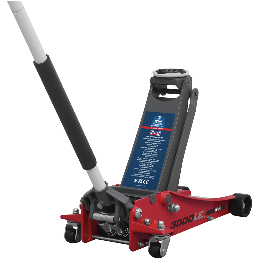 Low Profile Trolley Jack with Rocket Lift, 3 Tonne, Red (3000LE)