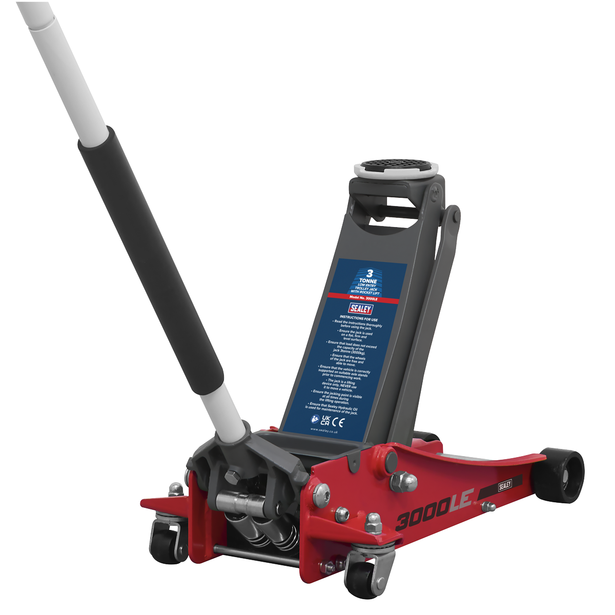 Low Profile Trolley Jack with Rocket Lift, 3 Tonne, Red (3000LE)