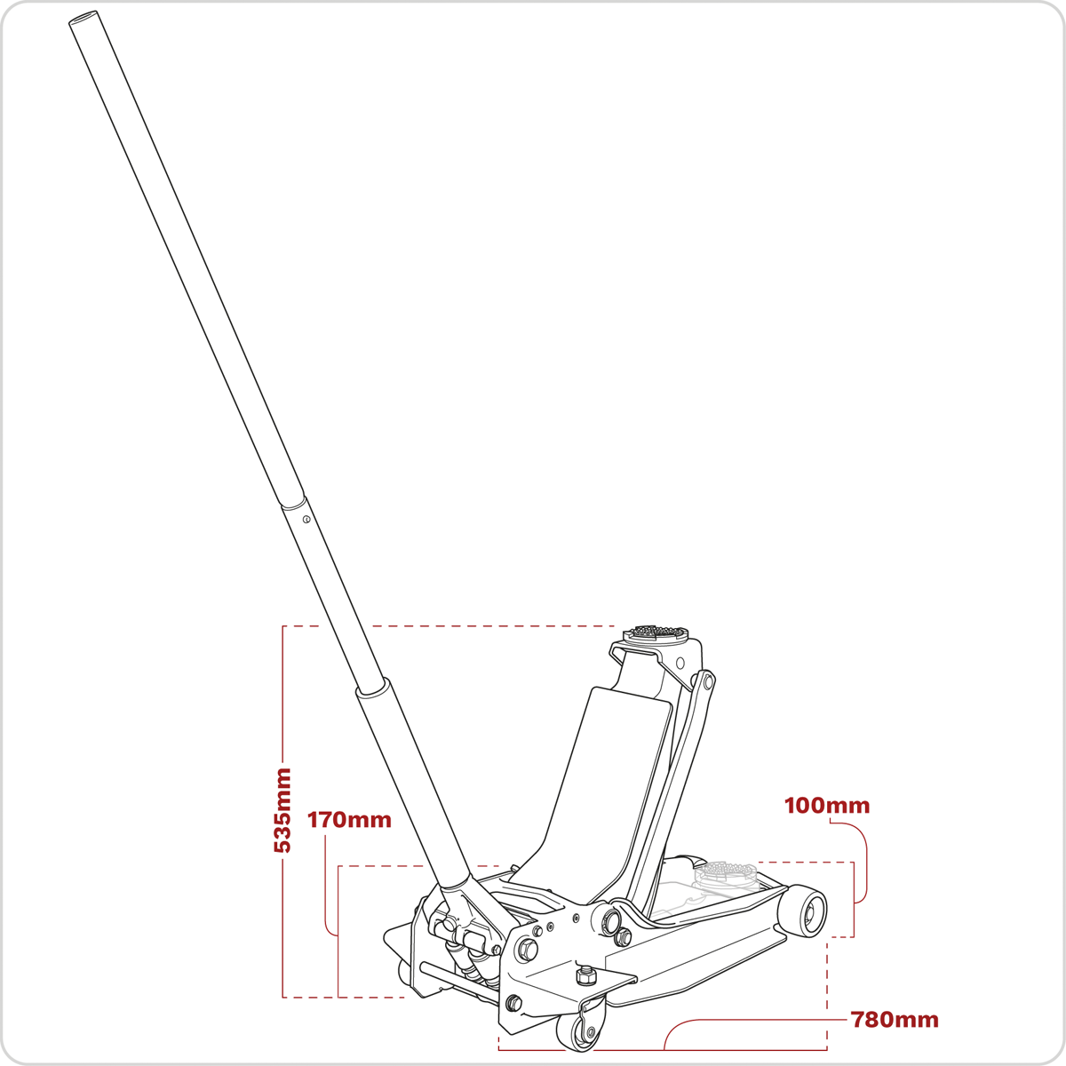 Low Profile Trolley Jack with Rocket Lift 3 Tonne