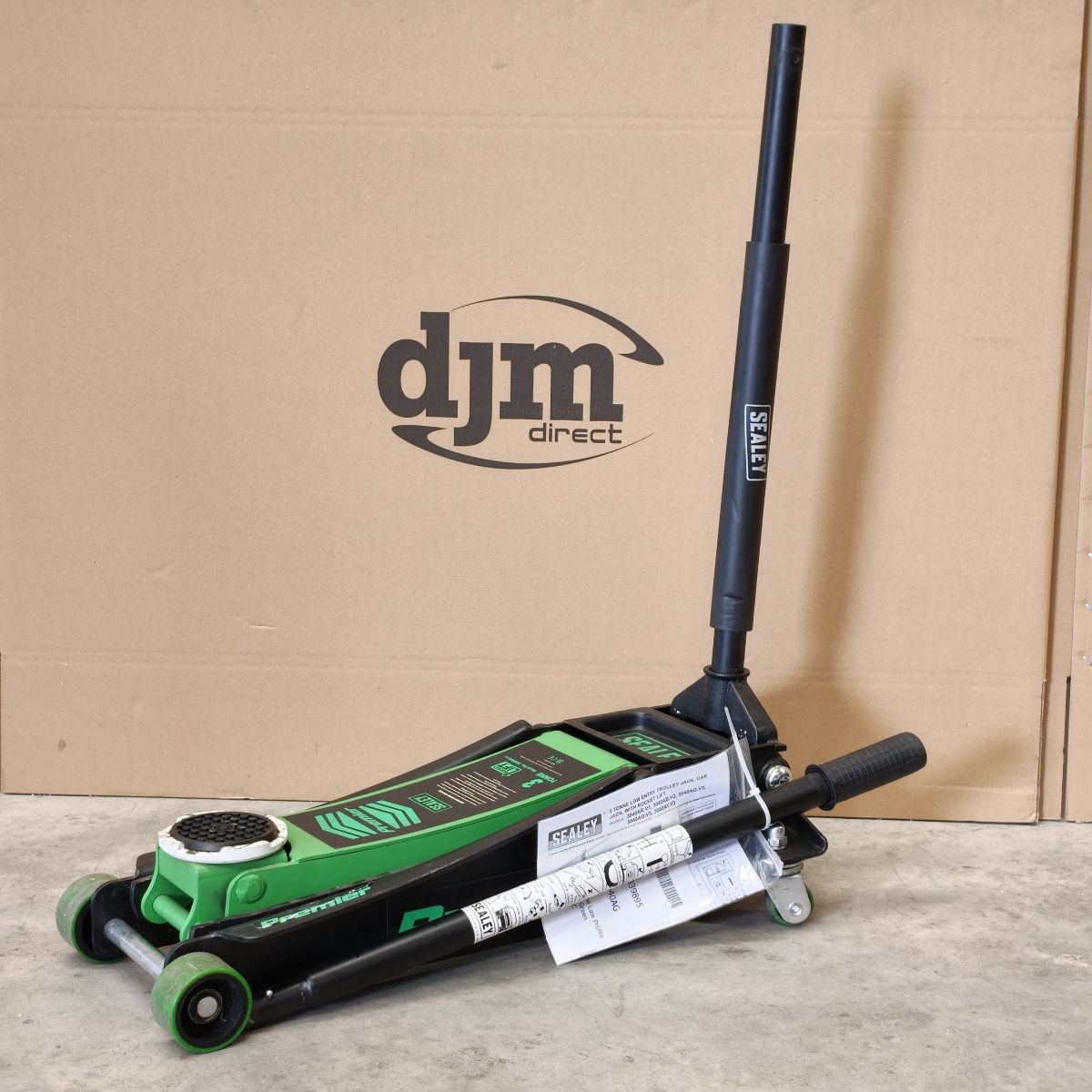 Premier Low Entry Trolley Jack with Rocket Lift, 3 Tonne, Green (3040AG) (Factory Refurbished C)