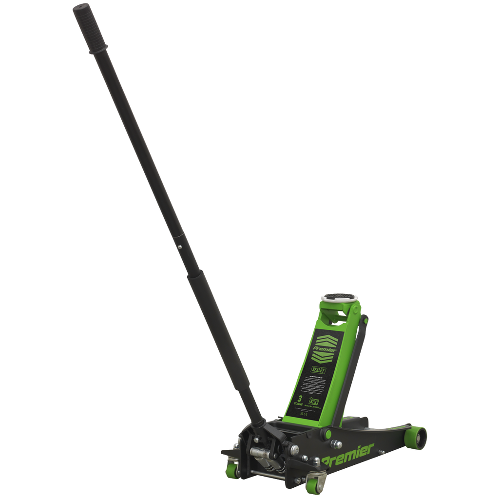 Premier Low Entry Trolley Jack & Axle Stands, 3 Tonne, Green (3040AGCOMBO)