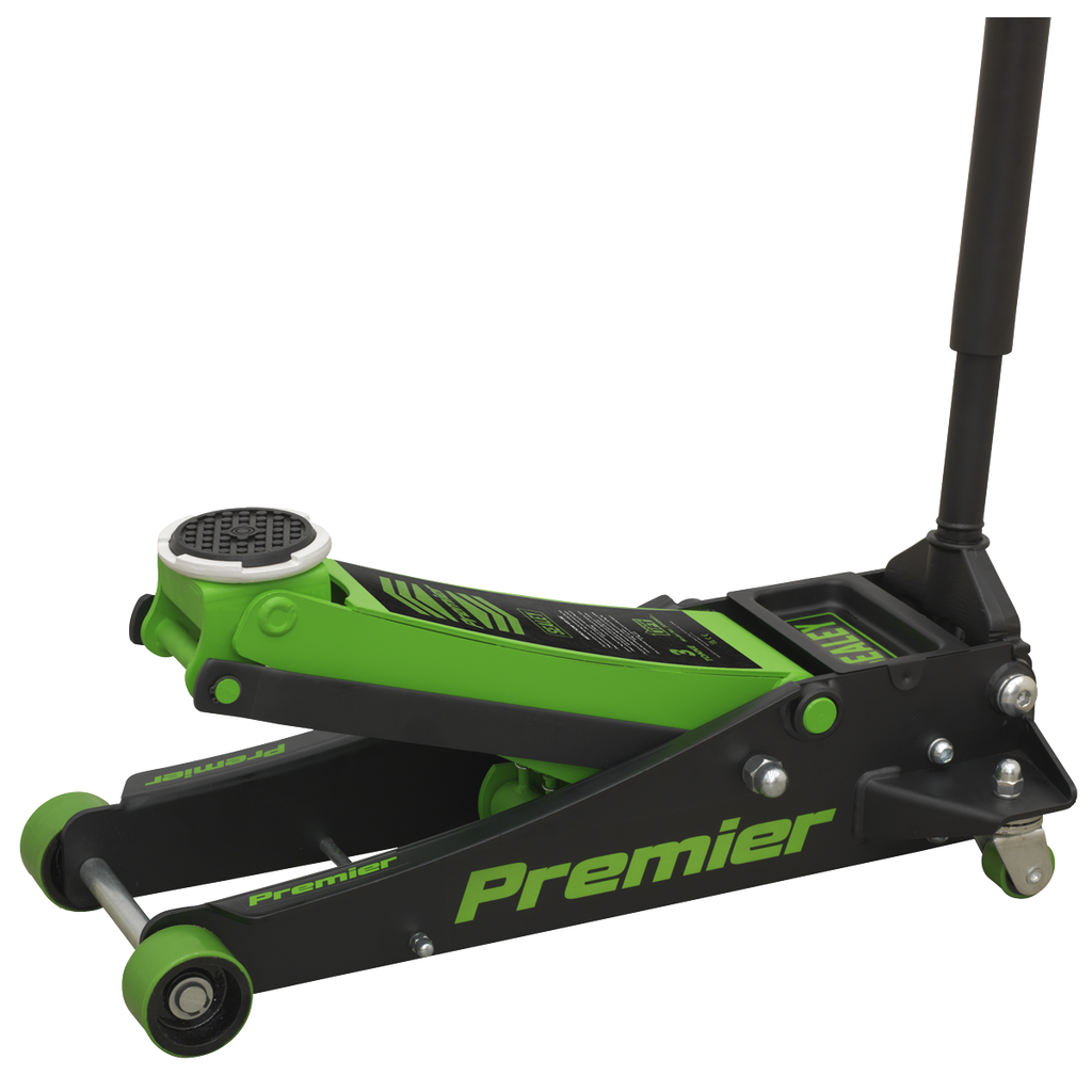 Premier Low Entry Trolley Jack & Axle Stands, 3 Tonne, Green (3040AGCOMBO)
