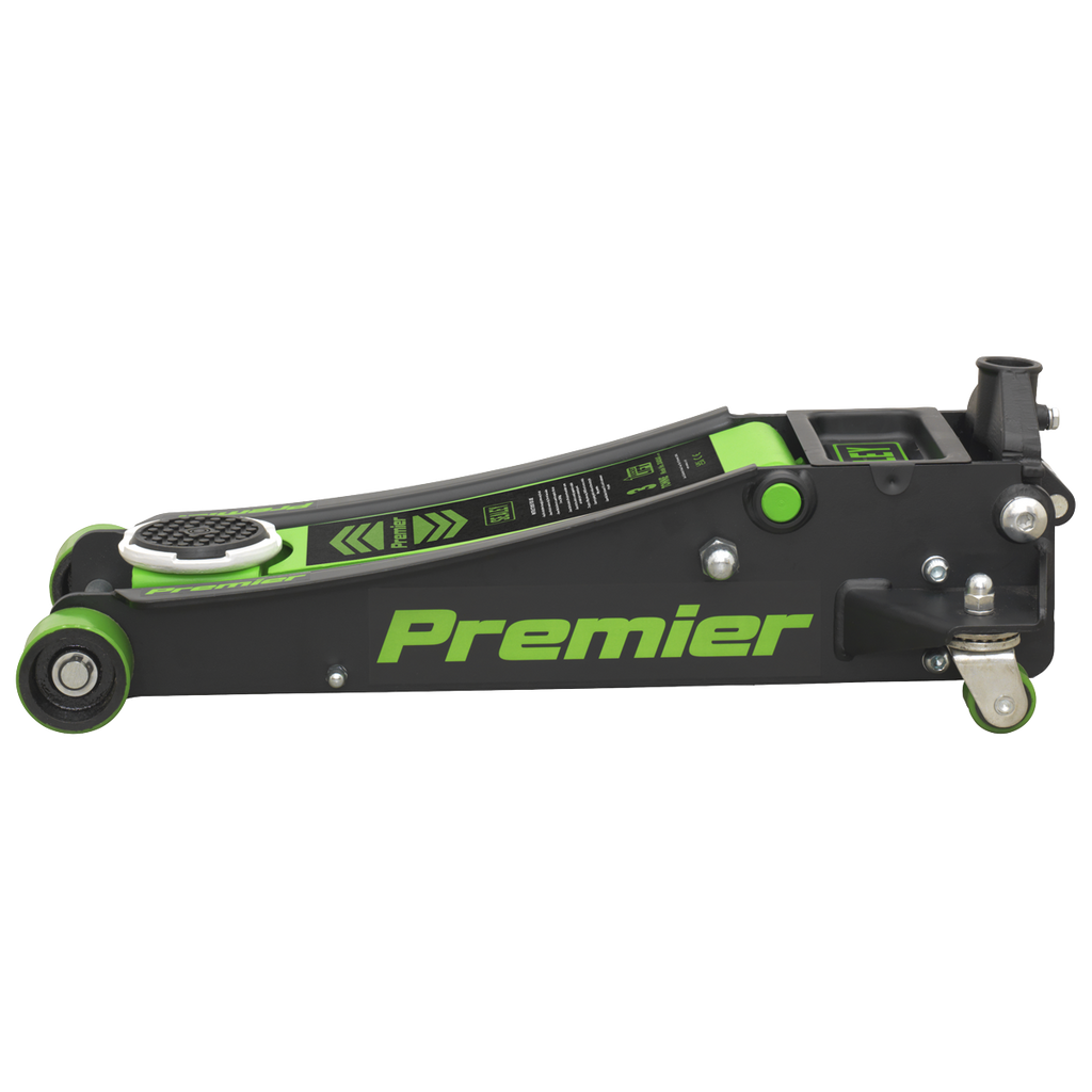 Premier Low Entry Trolley Jack & Axle Stands, 3 Tonne, Green (3040AGCOMBO)