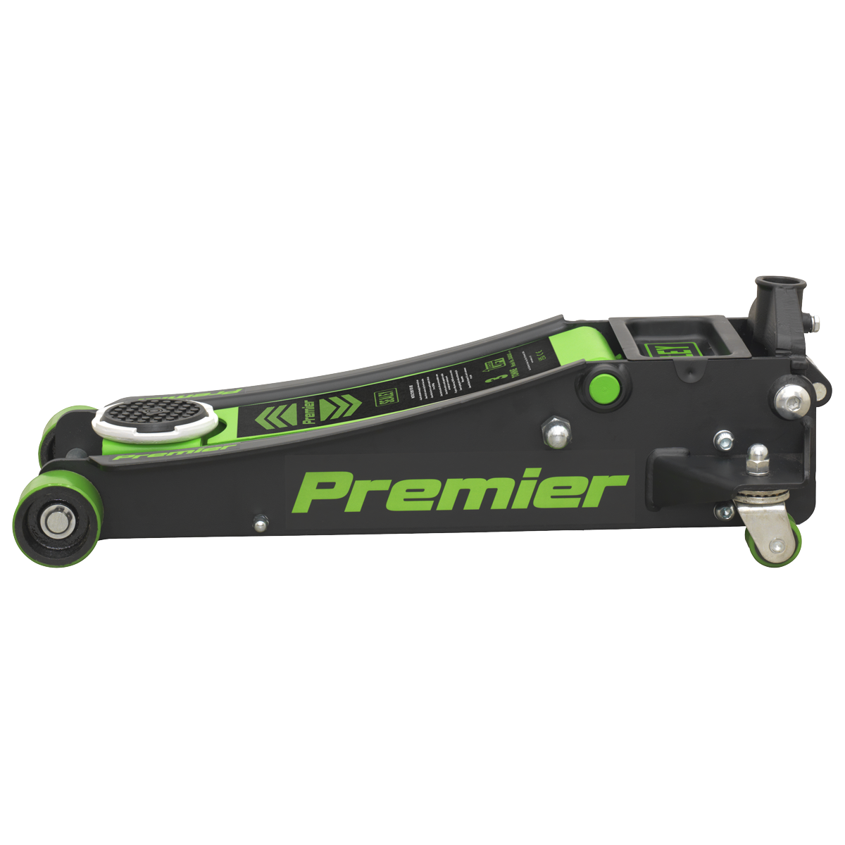 Premier Low Entry Trolley Jack & Axle Stands, 3 Tonne, Green (3040AGCOMBO)