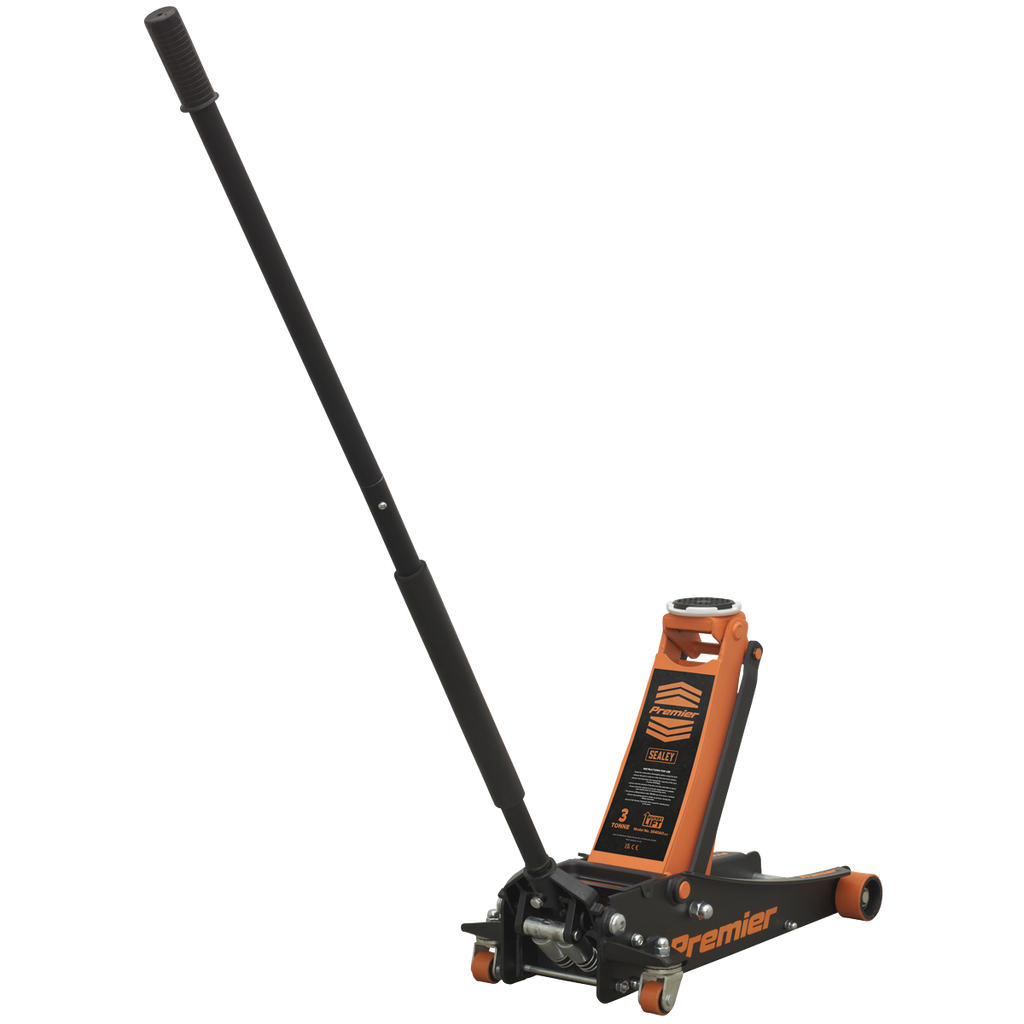 Premier Low Entry Trolley Jack with Rocket Lift, 3 Tonne, Orange (3040AO)
