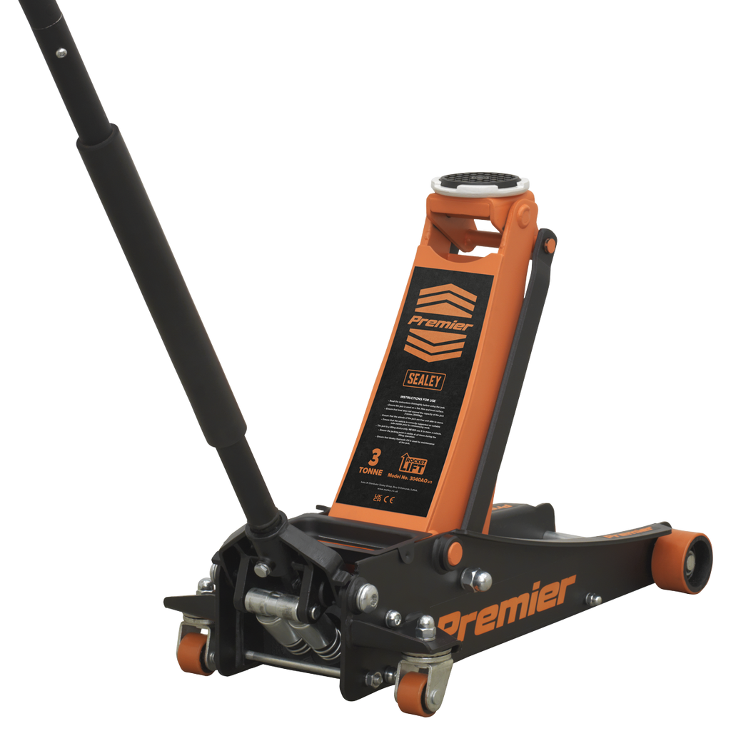 Premier Low Entry Trolley Jack with Rocket Lift, 3 Tonne, Orange (3040AO)