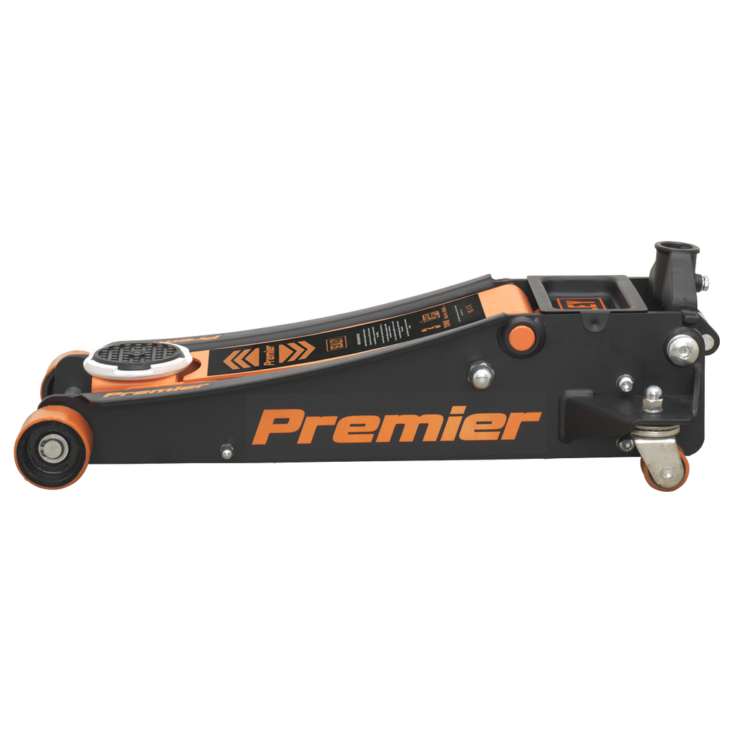 Premier Low Entry Trolley Jack with Rocket Lift, 3 Tonne, Orange (3040AO)