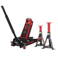 Premier Low Entry Trolley Jack & Axle Stands, 3 Tonne, Red (3040ARCOMBO)