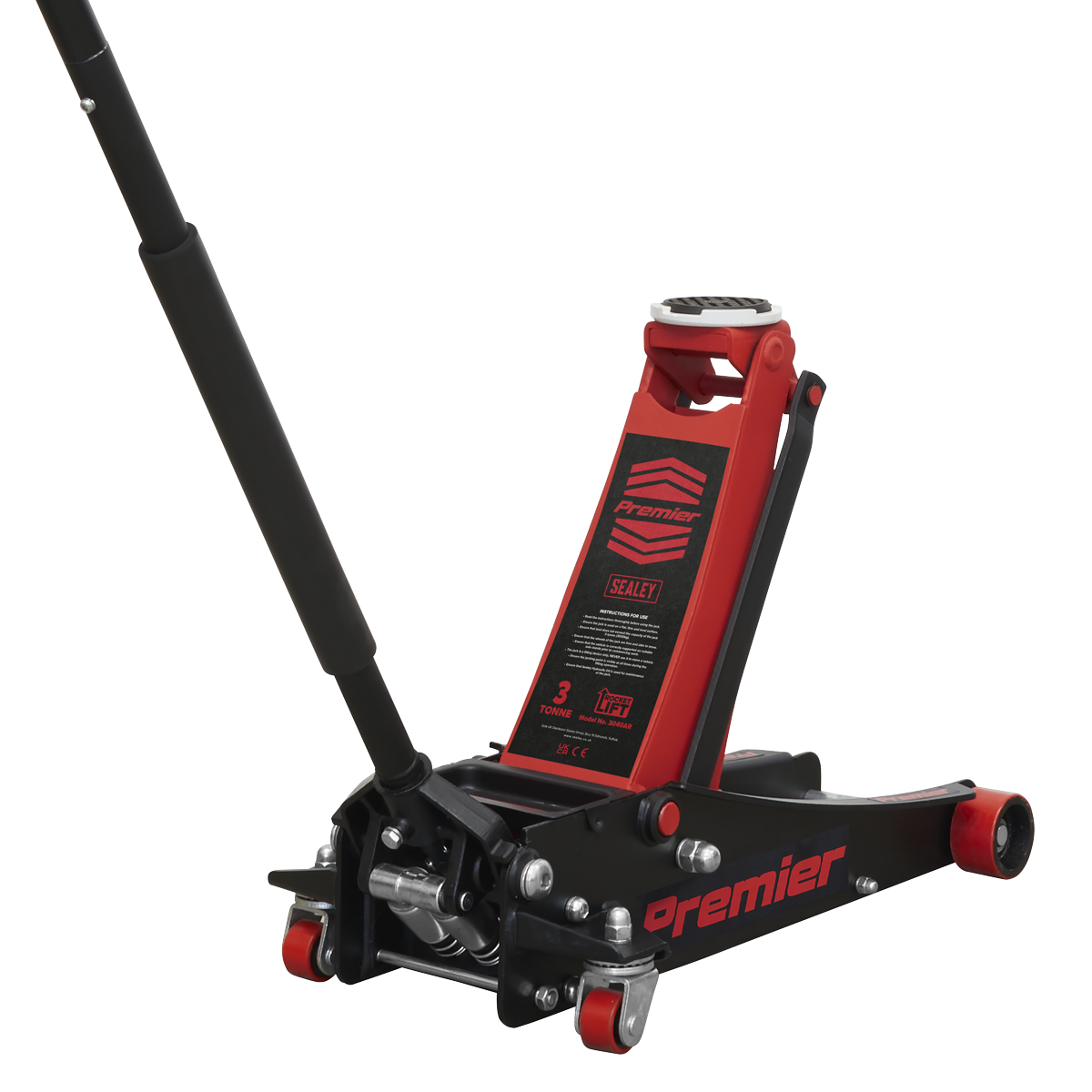Premier Low Profile Trolley Jack with Rocket Lift 3 Tonne - Red