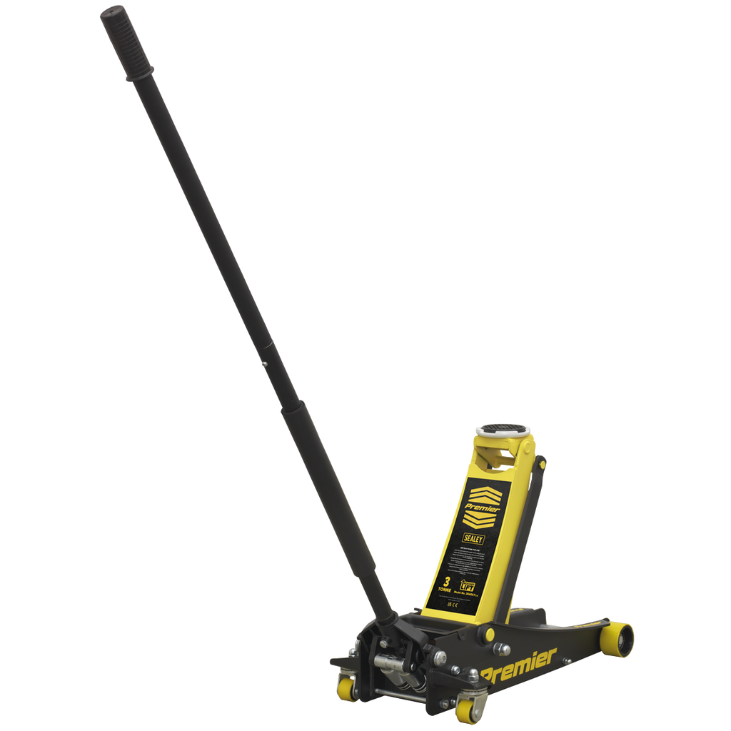 Premier Low Entry Trolley Jack with Rocket Lift, 3 Tonne, Yellow (3040AY)