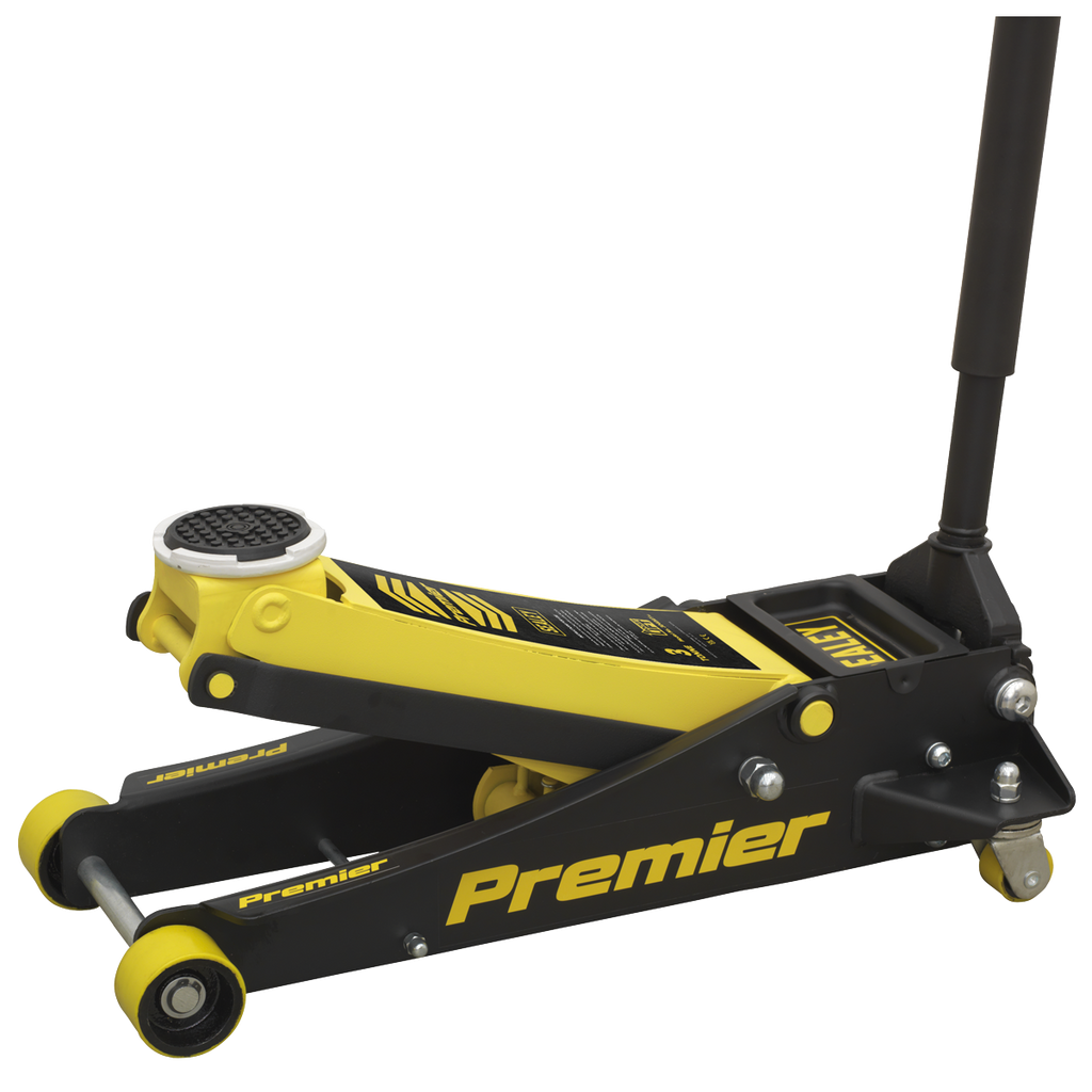 Premier Low Entry Trolley Jack with Rocket Lift, 3 Tonne, Yellow (3040AY)