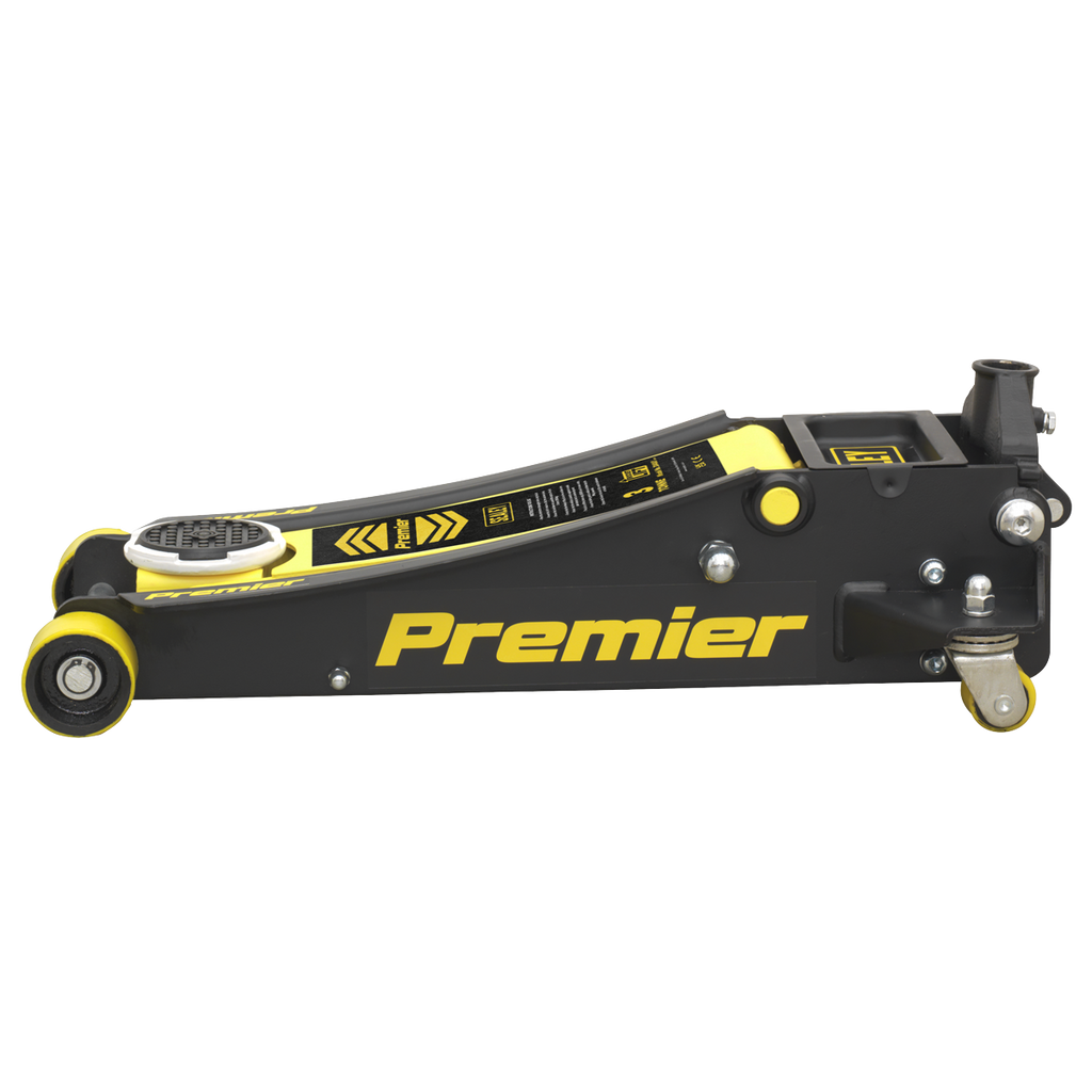 Premier Low Entry Trolley Jack with Rocket Lift, 3 Tonne, Yellow (3040AY)