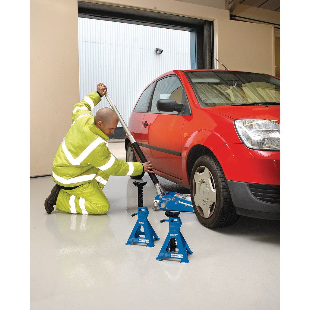 Draper Ratchet Type Axle Stands, 2 Tonne, Blue (30878) (Ex-Display)