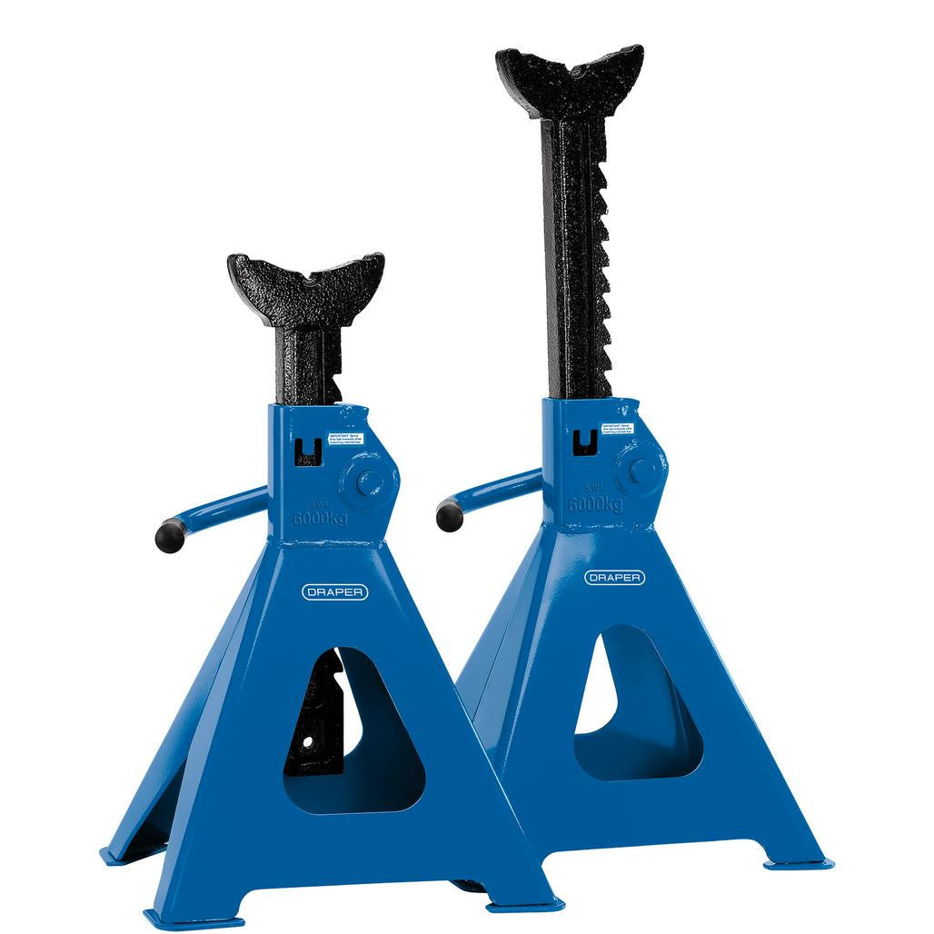 Draper Ratchet Type Axle Stands, 6 Tonne, Blue (30883) (Ex-Display)
