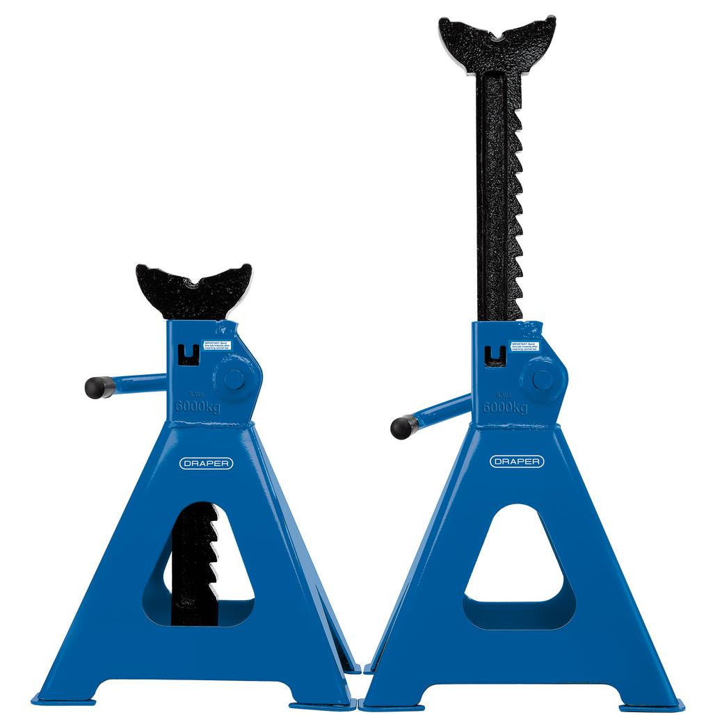 Draper Ratchet Type Axle Stands, 6 Tonne, Blue (30883) (Ex-Display)