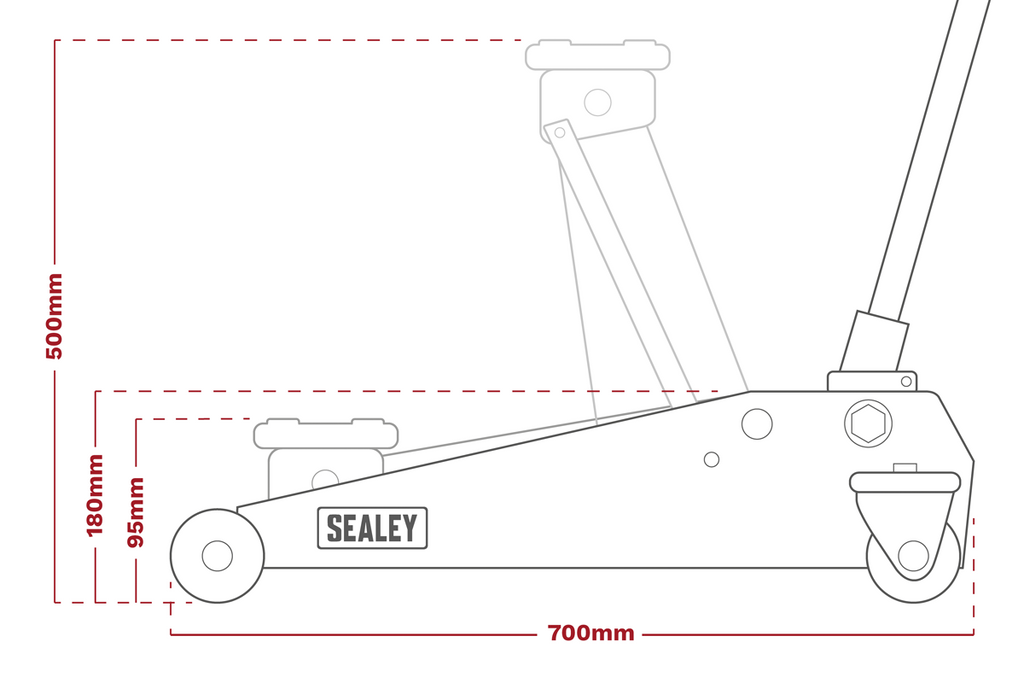 Sealey 3100TB Viking Low Profile Professional Trolley Jack with Rocket Lift, 3 Tonne Capacity, Black