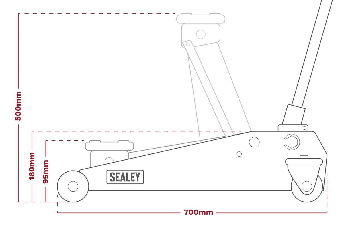 Sealey 3100TB Viking Low Profile Professional Trolley Jack with Rocket Lift, 3 Tonne Capacity, Black