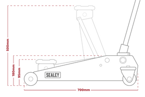 Sealey 3100TB Viking Low Profile Professional Trolley Jack with Rocket Lift, 3 Tonne Capacity, Black