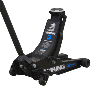 Sealey 3100TB Viking Low Profile Professional Trolley Jack with Rocket Lift, 3 Tonne Capacity, Black