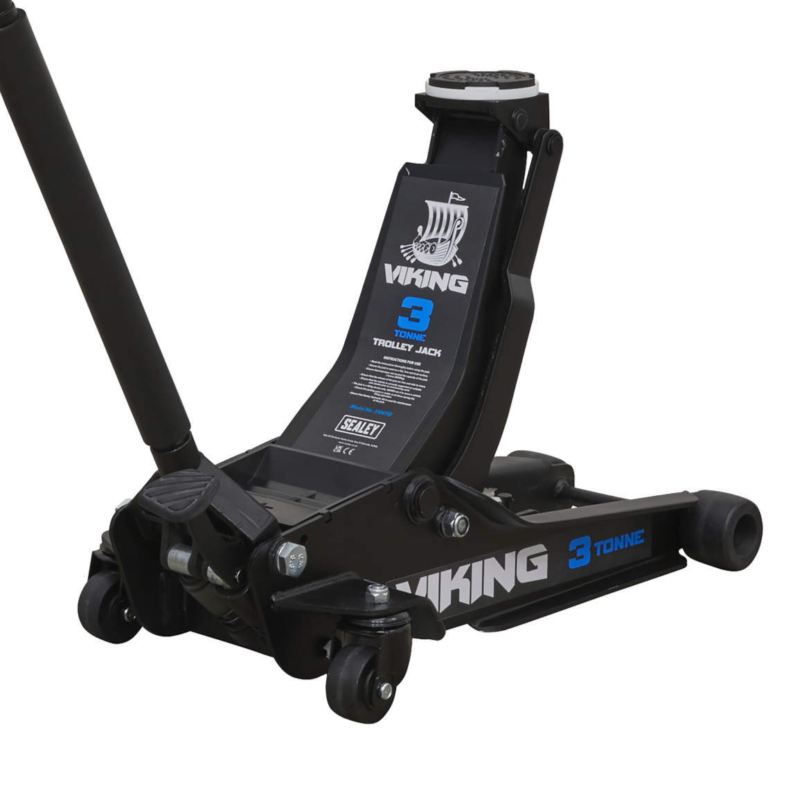 Sealey 3100TB Viking Low Profile Professional Trolley Jack with Rocket Lift, 3 Tonne Capacity, Black
