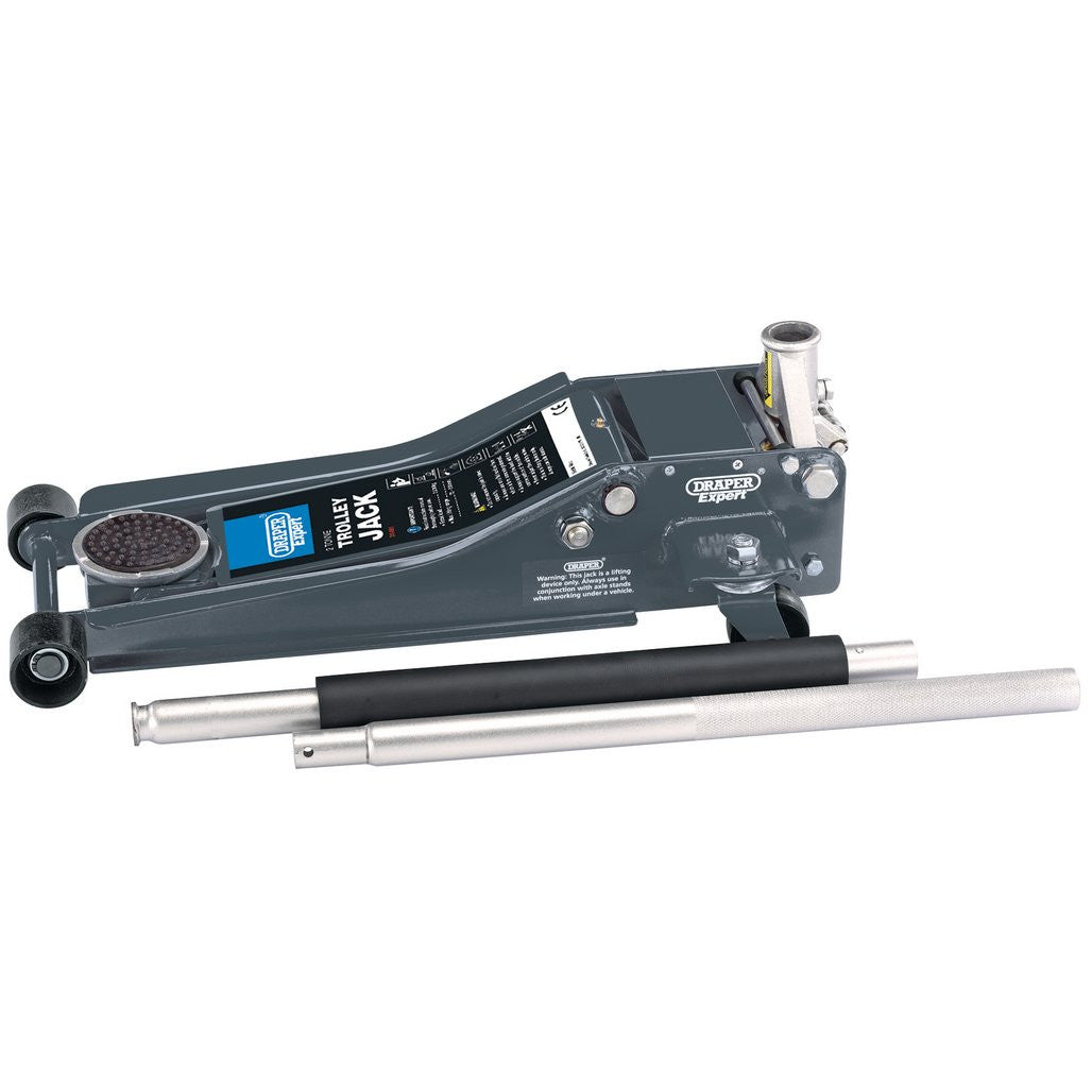 Draper Expert Low Profile Trolley Jack with Quick Lift, 2 Tonne, Grey (31481) (Ex-Display)