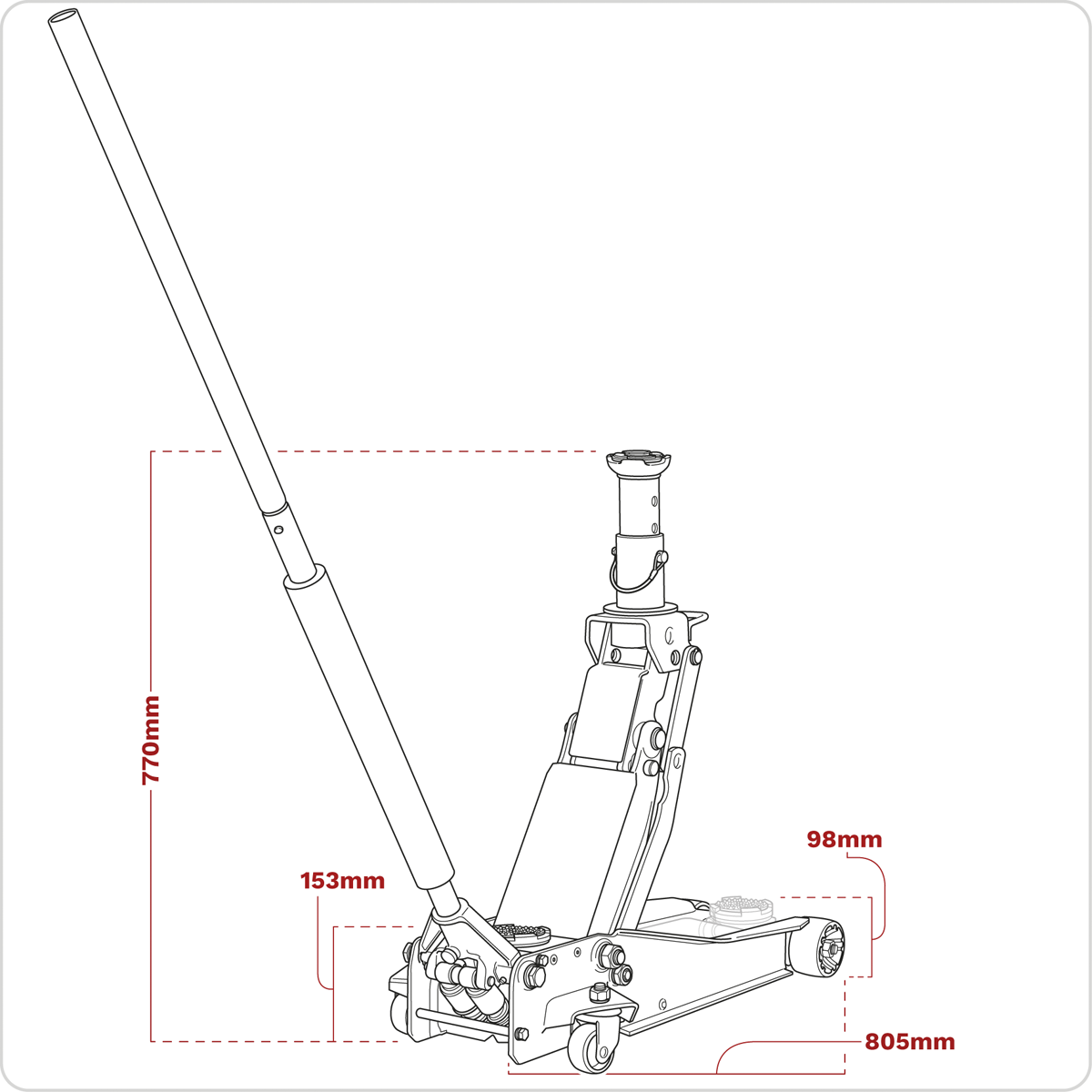 Sealey 3200LEHL Low Entry High Lift Trolley Jack with Rocket Lift, 2/3 Tonne Capacity