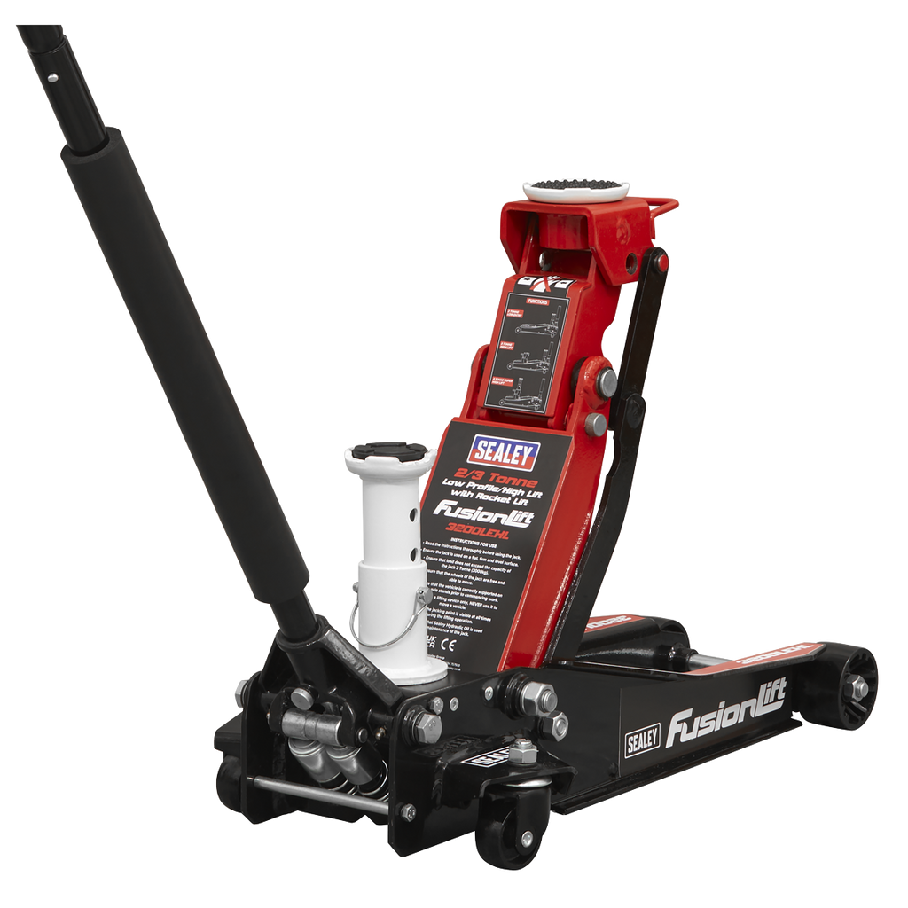 Sealey 3200LEHL Low Entry High Lift Trolley Jack with Rocket Lift, 2/3 Tonne Capacity